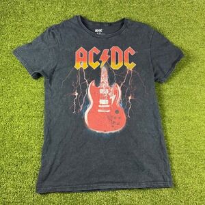 AC/DC Graphic T-Shirt Mens Medium Black Electric Guitar Lightning Rock Band Tee